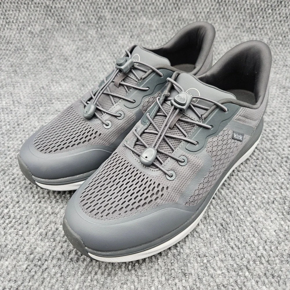 Kizik (Mens 11.5) Gray London Hands-Free Sneakers Step-In Athletic Comfort Shoes